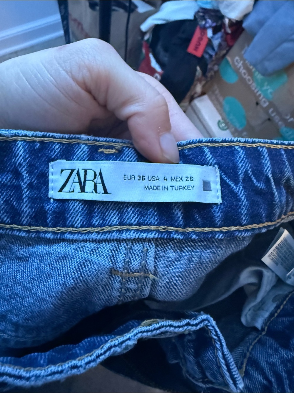 Zara True Blue High Rise Extra Flare Leg Jeans - Picture 3 of 6